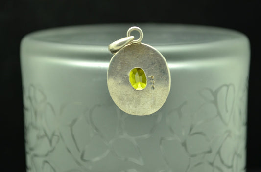925 Sterling Silver oval yellow glass solitaire pendant charm
