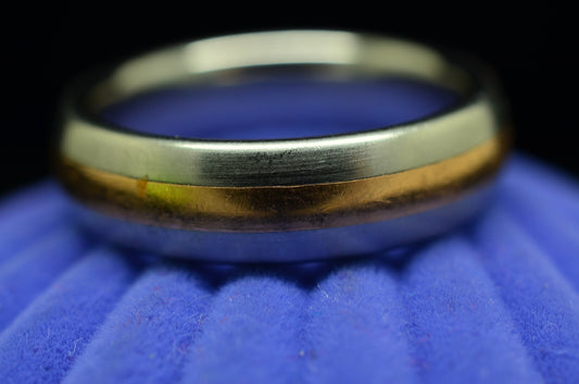 Serinium and 14K Rose Gold Two Tone Ring Comfort Fit Band 6mm size 9.25