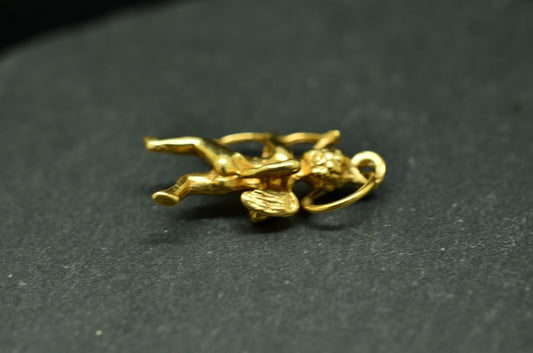 14K Yellow Gold Cupid with Bow & Arrow Pendant Charm