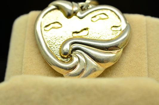 925 Sterling silver Gorham heart-shaped "Footprints" pendant charm