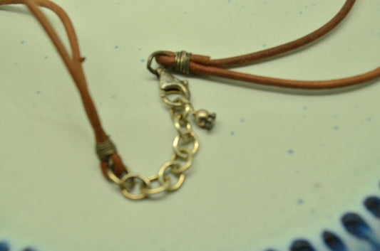 17.5" 925 Sterling Silver clasp on two-strand leather thong