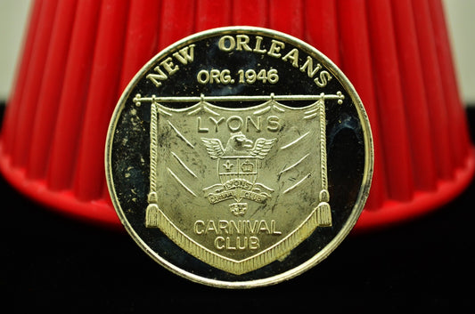 1968 Lyons Carnival Club New Orleans Mardi Gras Art Round .999 Silver