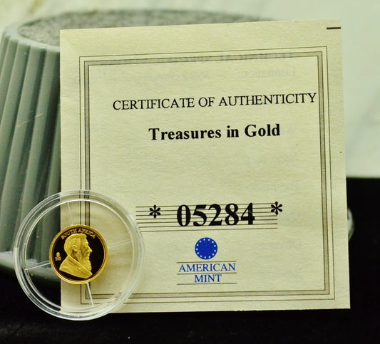 2016 American Mint Krugerrand Mini Gold Coin 11mm 0.5 grams .585 Gold COA