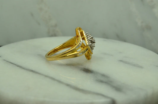 Vermeil 925 Sterling Silver diamond cluster ring band 0.33 tcw size 6.75