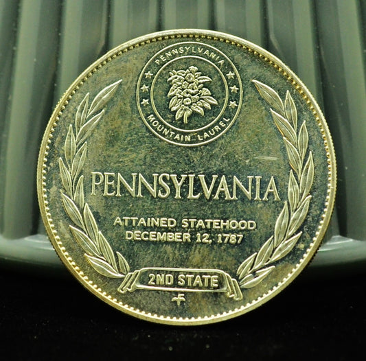 925 Silver Franklin Mint Art Round State of Pennsylvania