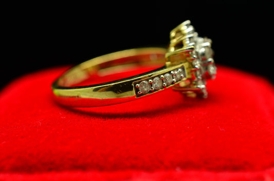 14K Yellow Gold pave diamond hexagon design ring band 0.67 tcw size 7.75