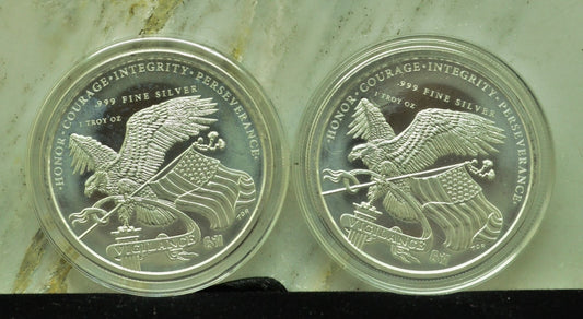 Lot of Two Donald Trump 45th President One Troy Oz .999 Silver Art Rounds
