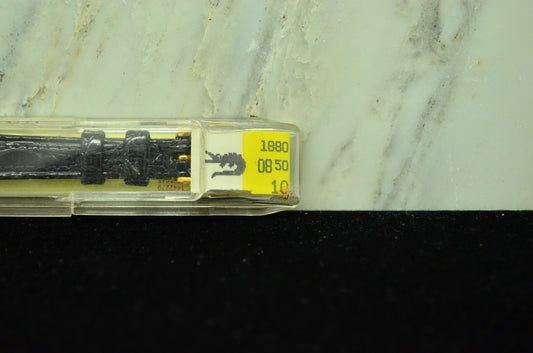 10mm HIRSCH BLACK LEATHER VINTAGE WATCH BAND STRAP GOLD TONE BUCKLE -NIB