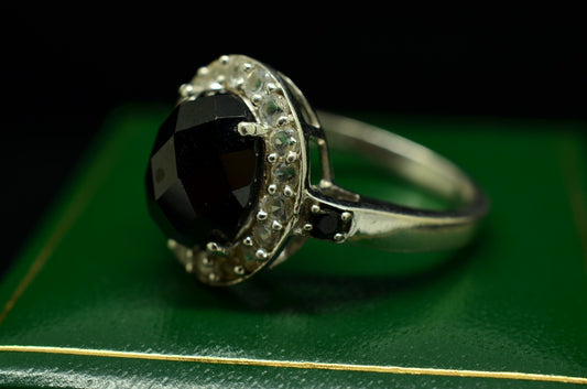 925 Sterling Silver Oval Onyx Ring Sz 7