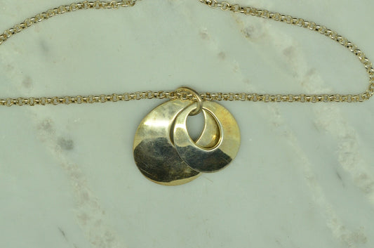 16" 925 Sterling Silver cable chain necklace w/ two cutout oval pendants