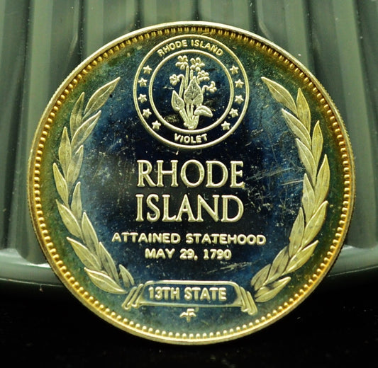 925 Silver Franklin Mint Art Round State of Rhode Island
