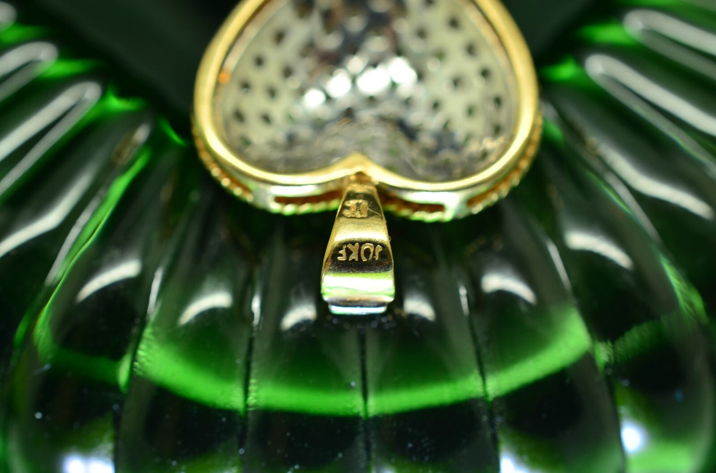 10K Yellow & White Gold two tone pave diamond heart pendant charm 0.68 tcw