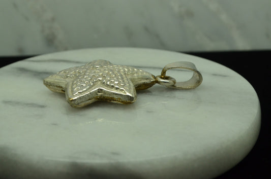 925 Sterling Silver starfish hollow pendant charm -fairly large