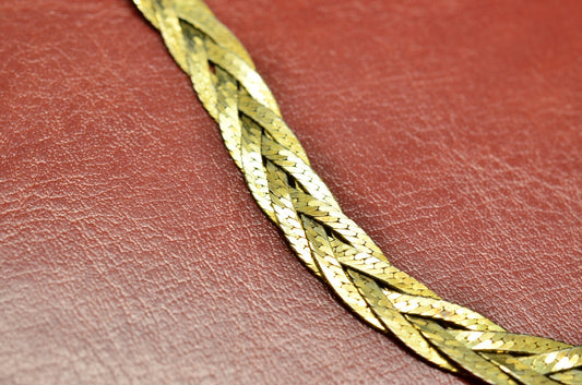 35.5" Gold plated flat braided chain necklace 6.3mm