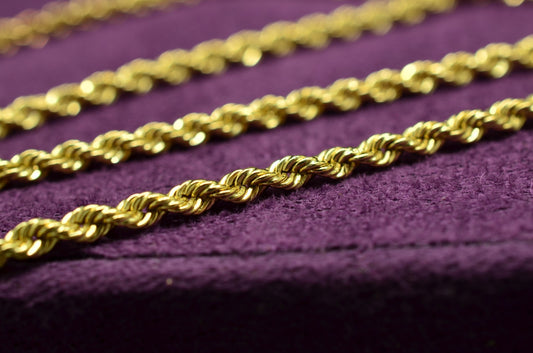 20.5" 10K Yellow Gold Spiral Rope Chain Necklace 2.8mm 4.6 grams
