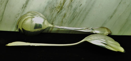 Two 925 Sterling Silver International Rhapsody Serving Spoons 7.75" 137.6g