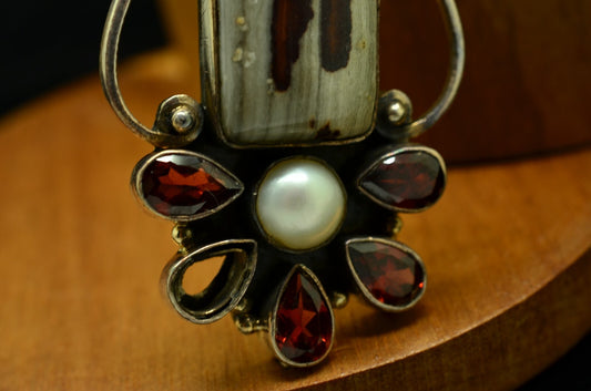 925 Sterling Silver Multi-gemstone pendant charm