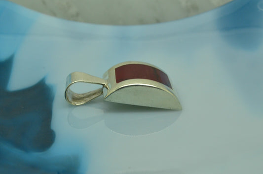 925 Sterling Silver inlaid red jasper solitaire pendant charm