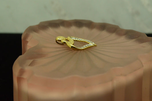 10K Yellow gold mother & child open heart pendant charm w/ diamonds #D3776