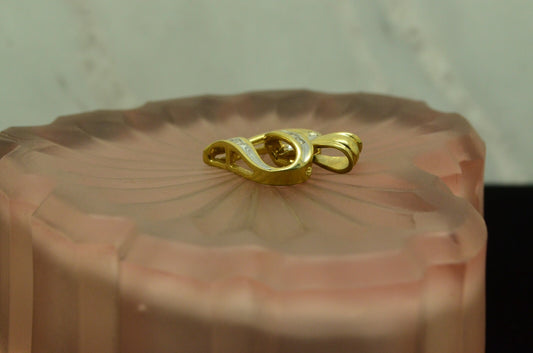 10K Yellow Gold open heart pendant charm with channel set diamonds 0.13 tcw