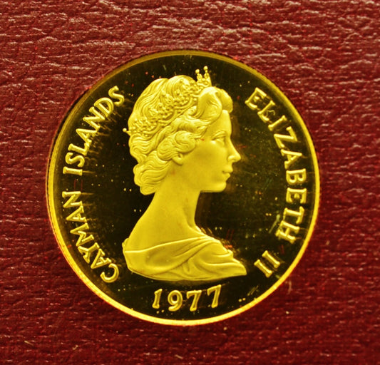 1977 Cayman Islands $50 Gold Proof Queen Anne Commemorative