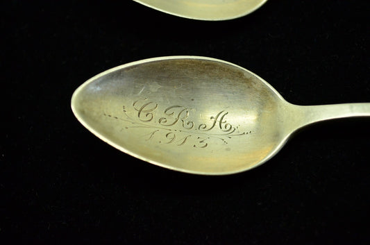 Lot of three 925 Sterling Silver spoons -antique pattern 5 3/8 inches