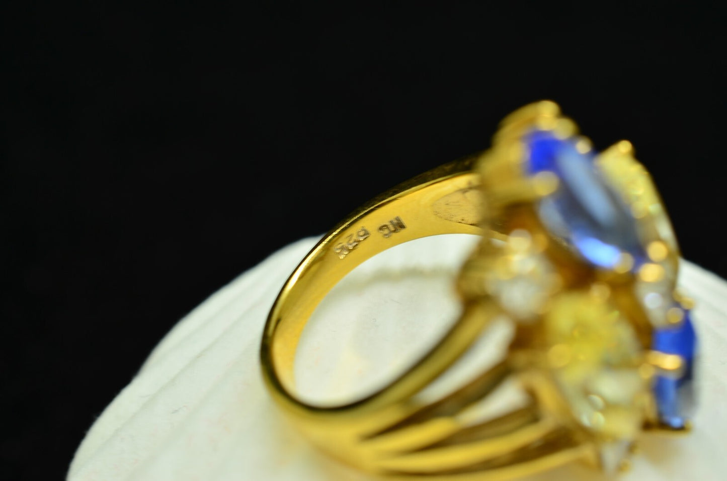 Vermeil 925 Sterling Silver Multi Stone Cluster Ring Band Size 6