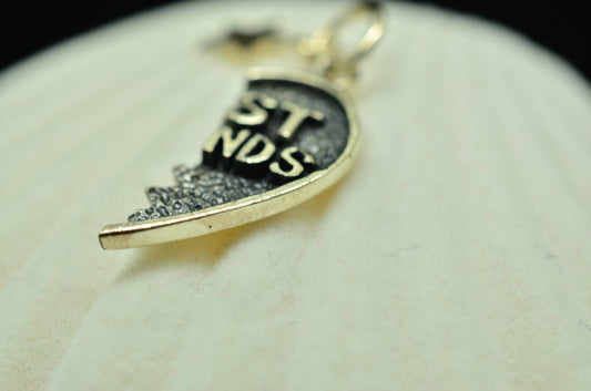 925 Sterling silver half-heart Best Friends pendant charm