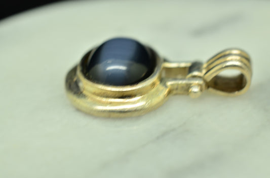 925 Sterling Silver oval cat's eye pendant charm