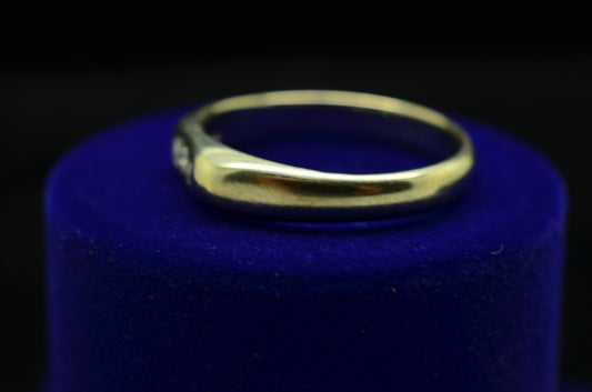 14K White Gold Three Stone Diamond Ring Band Size 9.25
