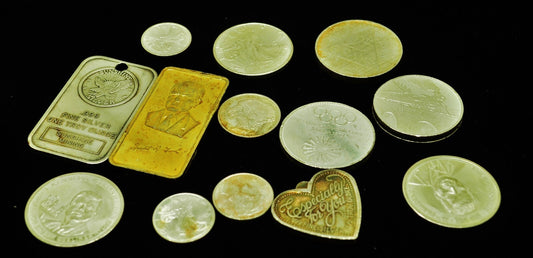 Lot of 13 Art Rounds / Bars .999 Fine Silver -Various Designs & Weights 6 Oz ASW