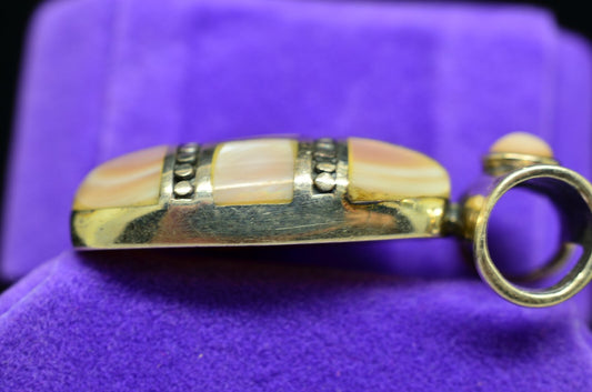 925 Sterling Silver oval mother of pearl pendant charm
