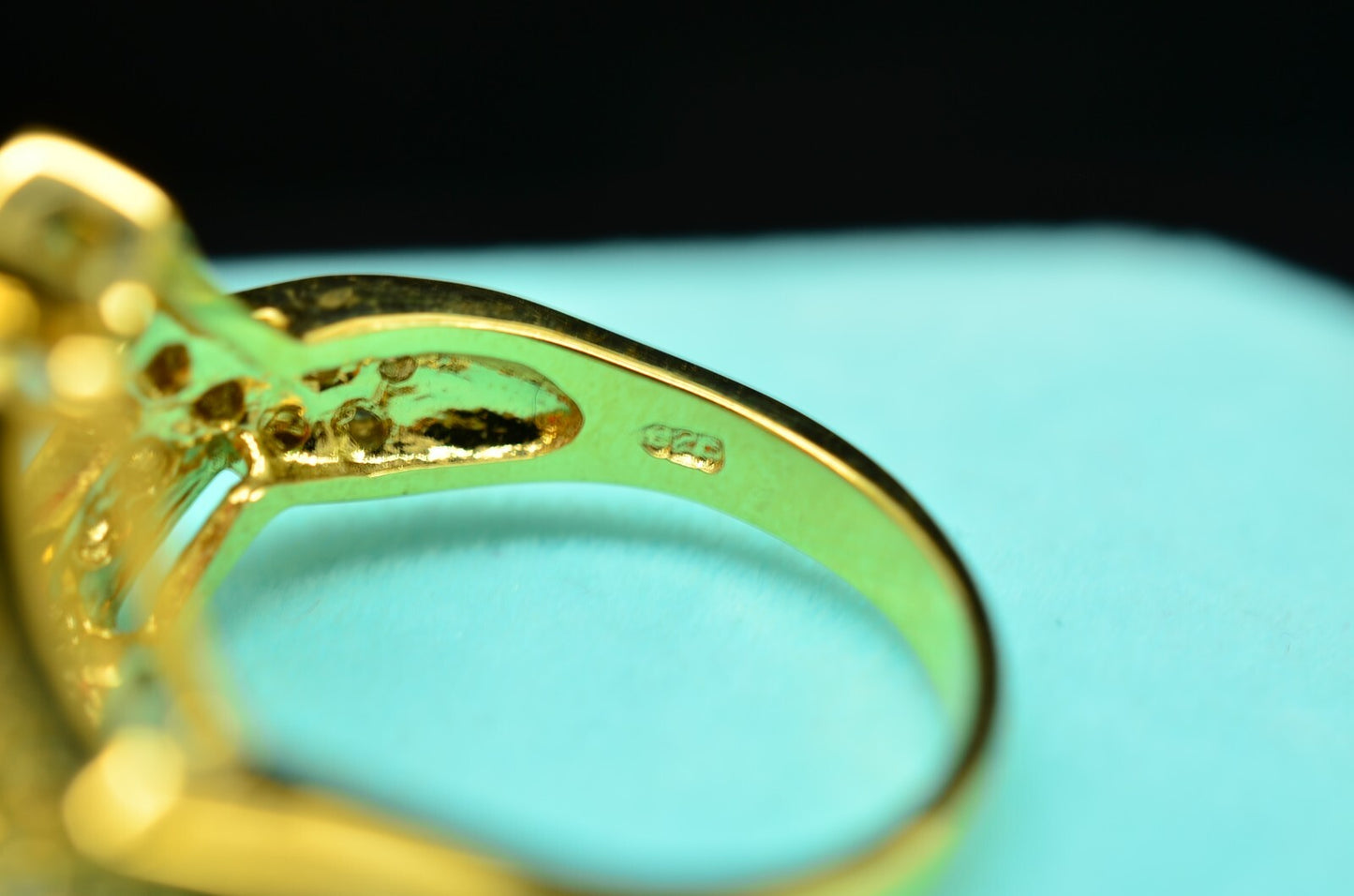 Vermeil 925 Sterling Silver Pear Cut Red CZ Solitaire Ring Band Sz 6.75