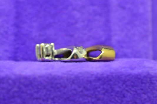 10K Yellow & White Gold Ribbon Design Very Small Pendant Charm w/ Diamonds