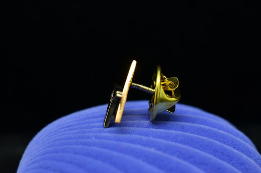 10K Yellow Gold NAA North American Aviation lapel pin with diamond black enamel