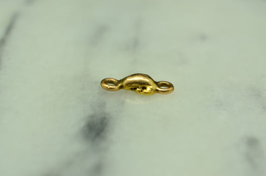 20K Yellow Gold natural gold nugget w/ jump rings 0.6 grams 12mm X 4.5mm X 2.5mm