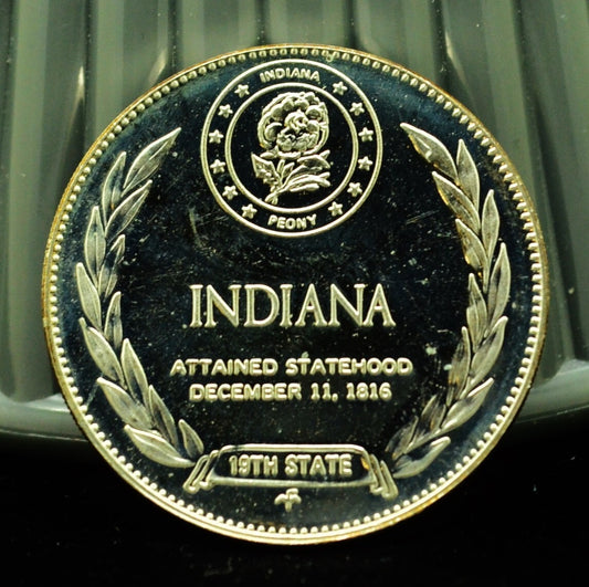 925 Silver Franklin Mint Art Round State of Indiana
