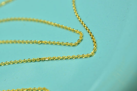 16" 14K Yellow Gold Sparkling Cable Chain Necklace 1.0mm 1.7 grams