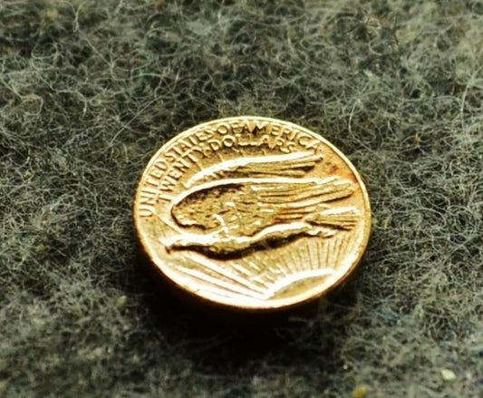 14K Gold Mini Coin w/ Double Eagle Design 8.8mm 0.7 grams