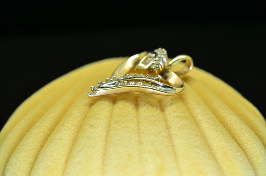 10K Yellow Gold diamond covered open heart pendant charm 0.25 tcw