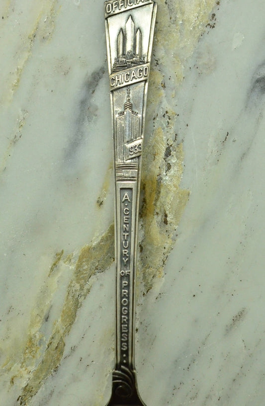 925 Sterling Silver Official Chicago Century Of Progress Spoon 5.5" 21.6g