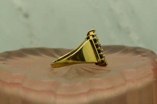 14K Yellow Gold diamond cocktail ring band 1.12 tcw size 7.5