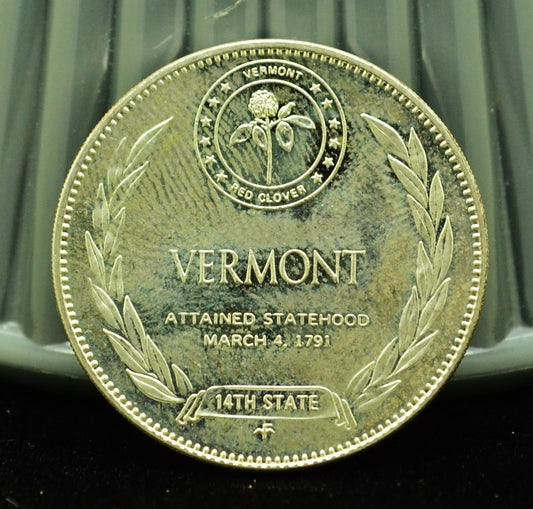 925 Silver Franklin Mint Art Round State of Vermont