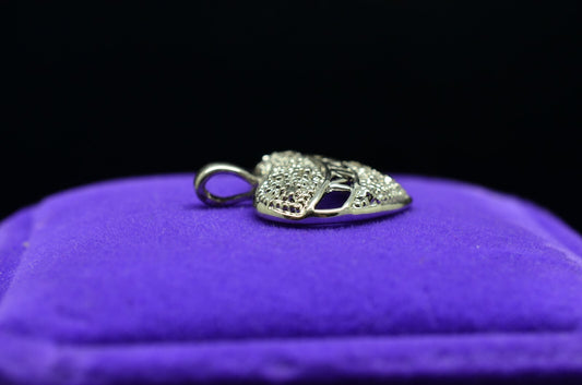 Silver Plated Heart with "MOM" pendant charm w/ Diamonds 0.12 tcw