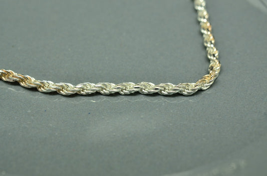7.5" 925 Sterling Silver Spiral Rope Chain Bracelet 2.3mm 3.9g