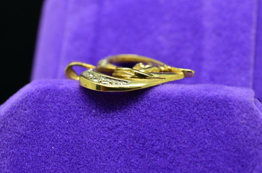 10K Yellow Gold Mother Holding Baby Open Heart Pendant Charm w/ Diamonds