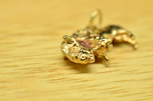 14K Yellow Gold Buffalo Pendant Charm -Solid