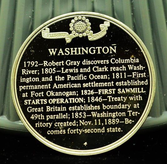 925 Silver Franklin Mint Art Round State of Washington
