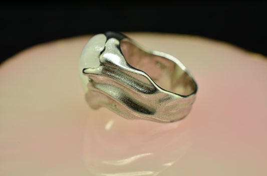 Badavici 925 Sterling Silver Teardrop Shaped Moonstone Ring Band Size 6.75