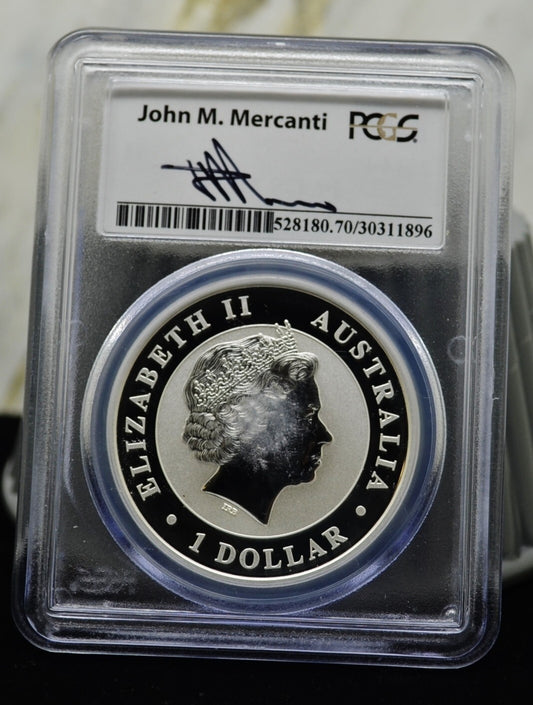 2014-P $1 Australia Wedge Tailed Eagle 1 Oz Silver PCGS MS70 Mercanti Signed